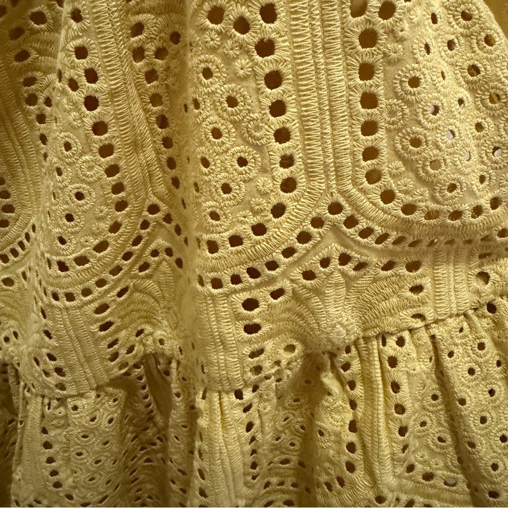 NWT Adelyn Rae Mustard Yellow Cotton Eyelet Mini Cami Dress Open Back XL - Picture 7 of 10